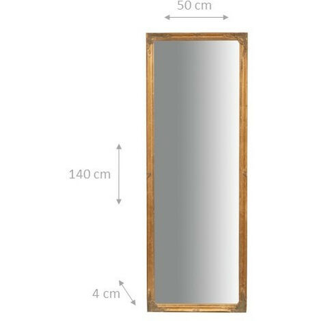 Miroir mural et miroir suspendu vertical/horizontal L50xPR4xH140 cm finition or antique