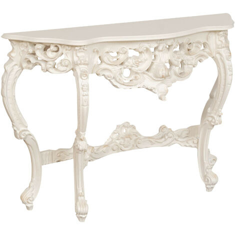 TABLE CONSOLE EN BOIS FINITION BLANC ANTIQUE MADE IN ITALY (1/5)
