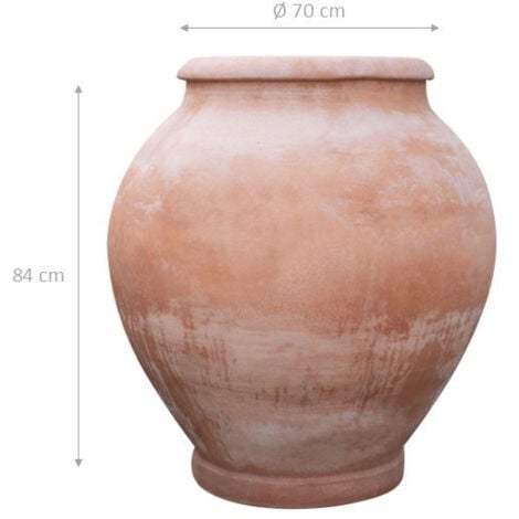 Pot toscan en terre cuite 84x70x70 cm Grand vase d'extérieur Jardinière de jardin Fabriqué en Italie Jarre en terre cuite lisse