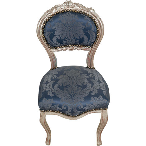 Chaises Louis XVI 90x45x42 cm Chaise argentée antique Chaise rembourrée Fauteuil de style français chambre Fauteuil rembourré