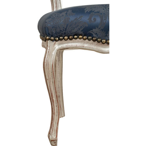 Chaises Louis XVI 90x45x42 cm Chaise argentée antique Chaise rembourrée Fauteuil de style français chambre Fauteuil rembourré