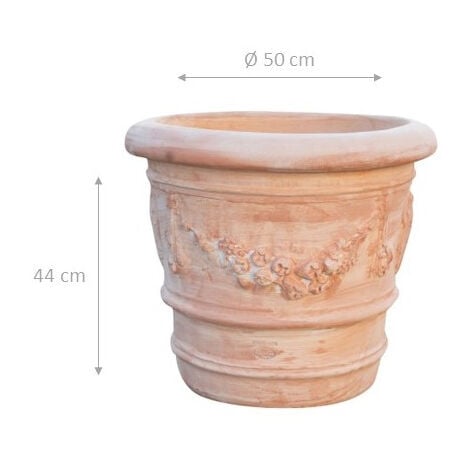 Vase rond en terre cuite 50X44 cm Jardinière d'extérieur résistante au gel Made in Italy Pot de fleur rond Vase  de balcon