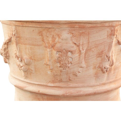 Vase rond en terre cuite 50X44 cm Jardinière d'extérieur résistante au gel Made in Italy Pot de fleur rond Vase  de balcon