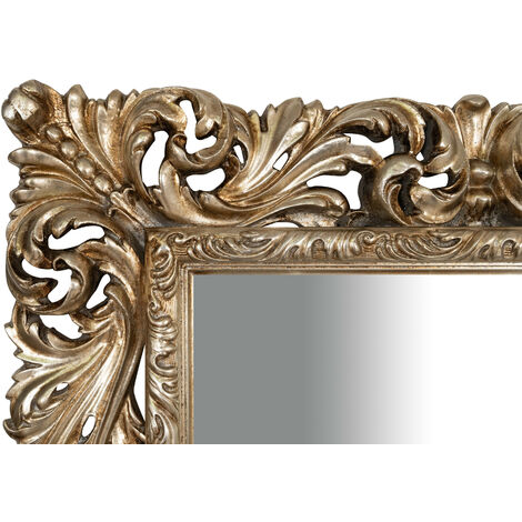 MIROIR MURAL EN BOIS FINITION ARGENT ANTIQUE FABRIQUÉ EN ITALIE