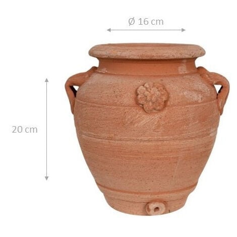 Vase en terre cuite pour plantes Vase rond pour extérieur Jardinière de balcon Pots de fleurs Jarre avec poignées Vase rond