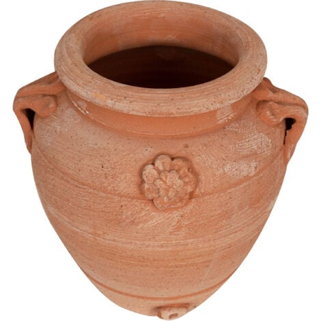 Vase en terre cuite pour plantes Vase rond pour extérieur Jardinière de balcon Pots de fleurs Jarre avec poignées Vase rond