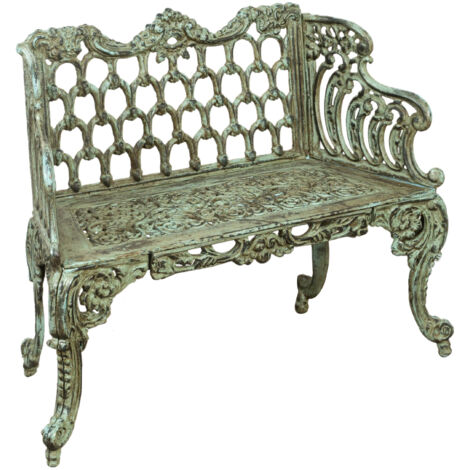 Banc de jardin en fonte 112x48x89 cm Canapé d'extérieur Banc élégant Liberty avec accoudoirs Chaise 2 places Banc en fer