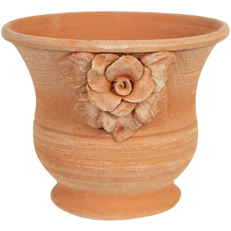 Biscottini – Vase en terre cuite fait main 30 cm diamètre – Résistant au gel – Fabrication traditionnelle toscane – Décoration rustique intérieure/extérieure
