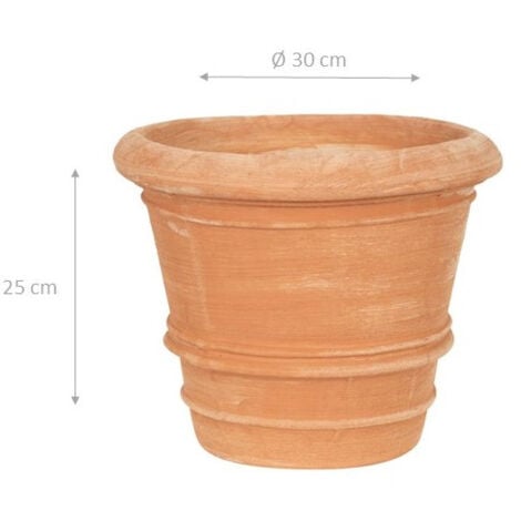 Vase en terre cuite lisse Vase d'extérieur Vase rond Jardinière de balcon Pot de fleur Pot de jardine Fait main Made in Italy