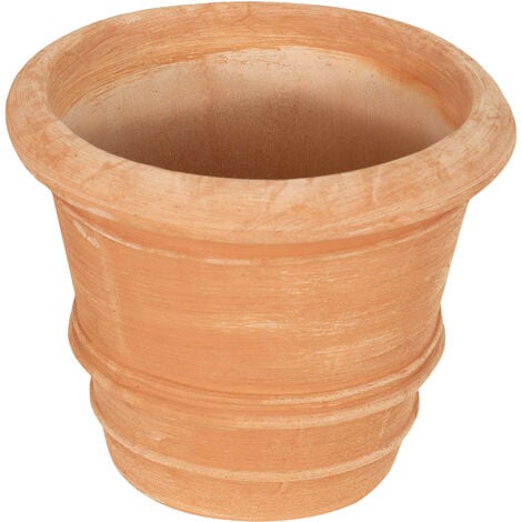 Vase en terre cuite lisse Vase d'extérieur Vase rond Jardinière de balcon Pot de fleur Pot de jardine Fait main Made in Italy