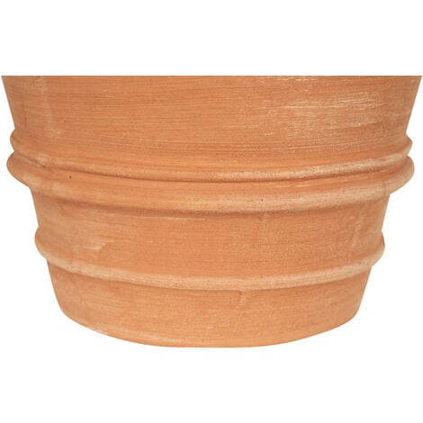 Vase en terre cuite lisse Vase d'extérieur Vase rond Jardinière de balcon Pot de fleur Pot de jardine Fait main Made in Italy