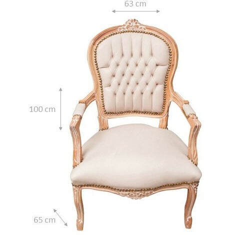 Fauteuil rembourré Fauteuil avec accoudoirs en bois Style français Fauteuil de chambre Chaise de chambre tapissée 100X65X63 cm