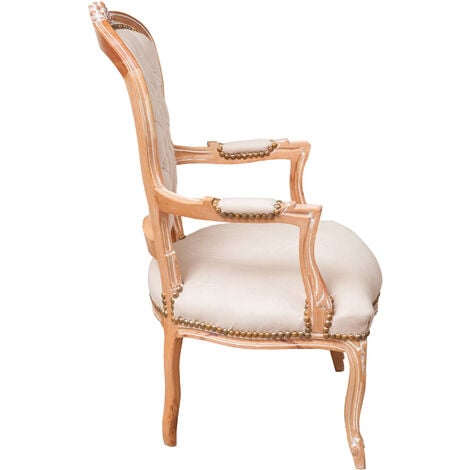 Fauteuil rembourré Fauteuil avec accoudoirs en bois Style français Fauteuil de chambre Chaise de chambre tapissée 100X65X63 cm