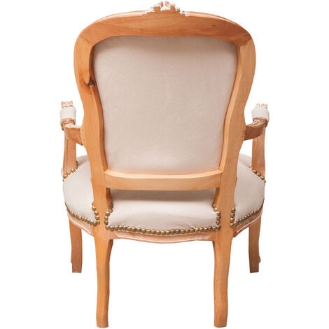 Fauteuil rembourré Fauteuil avec accoudoirs en bois Style français Fauteuil de chambre Chaise de chambre tapissée 100X65X63 cm