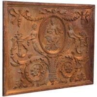 Biscottini – Plaque de cheminée en fonte 65x81 cm – Finition rouille naturelle – Habillage de cheminée décoratif – Émet de la chaleur durable