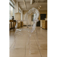Chaise Transparente Polycarbonate Style Baroque – 53x50x97,5 Cm – Design Moderne Pour Intérieur/extérieur – Facile à Nettoyer