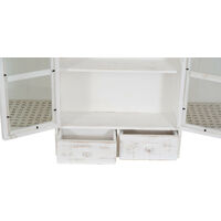 Biscottini Meuble Salle De Bain Suspendu Bois Blanc Shabby Chic - Vitrine Murale 79x16x56 Cm Avec Portes Verre
