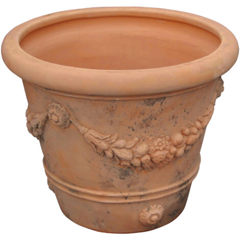 Jarrón redondo de terracota 80X68 cm Macetero de exterior Jardinera de jardín hecha a mano Made in Italy Jarrones de balcón (1/2)