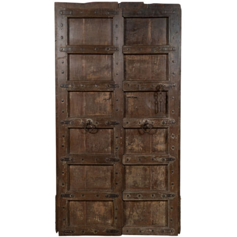 Puerta de madera maciza y hierro para uso interior o exterior antiguo y medieval deslizante