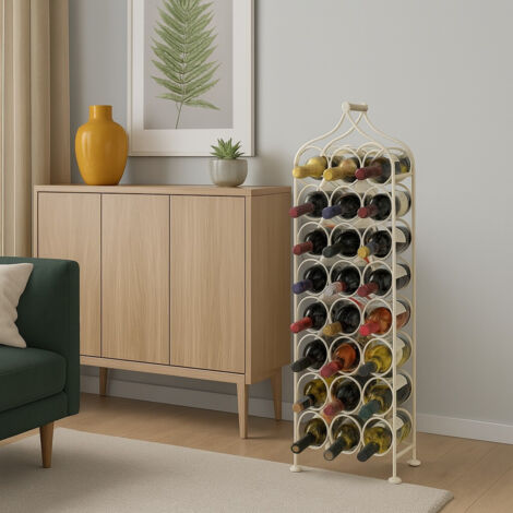 Estante para vinos Gabinete para vinos Bodega de hierro Porta Botellas de vino Portabotellas de pie de hierro 24 botellas (1/5)