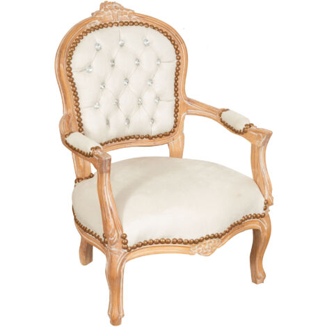 Sillón cama barroco 73x50x51 Silla con brazos Luis XVI estilo francés Sillón de dormitorio tapizado Mini sillón con reposabrazos