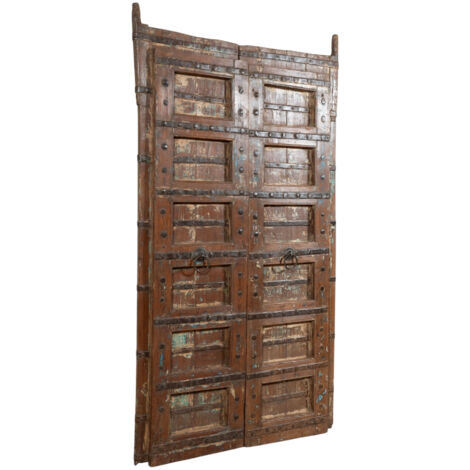Puerta de madera maciza y hierro para interior o exterior antigua medieval