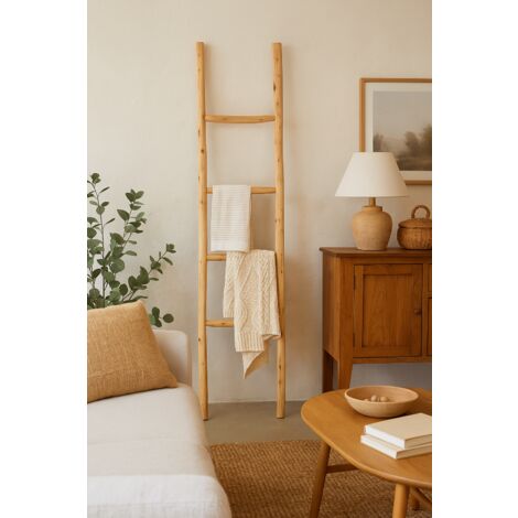 Toallero de escalera de madera moderno para baño suelo, de pie, escalera decorativa a pared, escalera, colgador de toallas