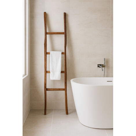 Toallero escalera de madera baño moderno suelo de pared a pared escalera decorativa toallero portaobjetos librería