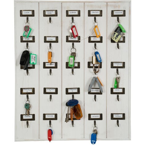 Porta llaves de pared Tablero porta llaves 25 ganchos de madera 60x49x4 cm  Colgador de llaves de pasillo Contenedor taquilla