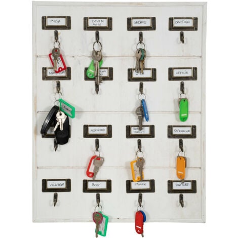 Porta llaves de pared Tablero porta llaves 25 ganchos de madera 60x49x4 cm  Colgador de llaves de pasillo Contenedor taquilla