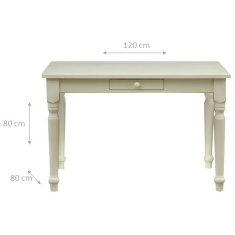 Mesa escritorio de estilo Country de madera maciza de tilo armazón blanco  envejecido plan acabado con efecto natural