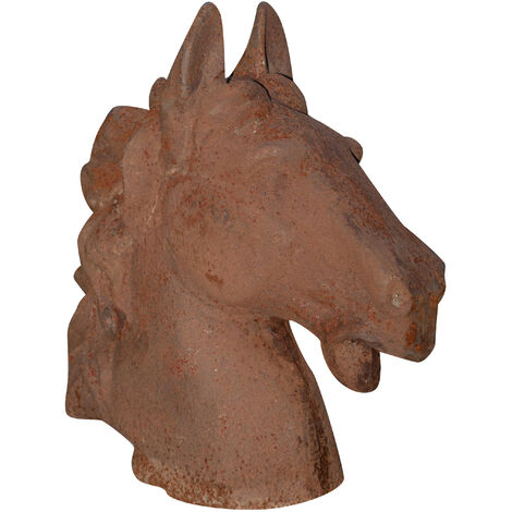 Cabeza de caballo de hierro fundido con acabado de óxido natural (1/5)