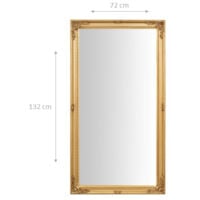 Espejo de pared para baño vertical y horizontal Espejo colgante rectangular  con marco de madera dorado