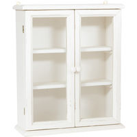 HOMCOM Vitrina de Pared Vitrina de Madera con Estantes Ajustables y 2  Puertas Correderas de Vidrio para Colecciones Perfumes Figuras de  Decoración 80x9,5x60 cm Blanco