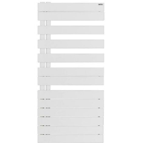 Meykoers Sèche-serviette 899x400mm Blanc Radiateur sèche-serviettes eau  chaude 380W, Asymétrique Lames plates ouverture latérale