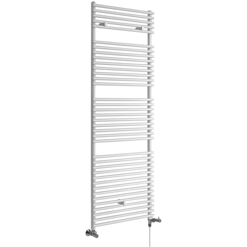 Sèche-serviettes mixte - Blanc - 173,8 cm x 45 cm - Avec élément électrique  de 1000W, robinets de radiateur et adaptateur - Arno