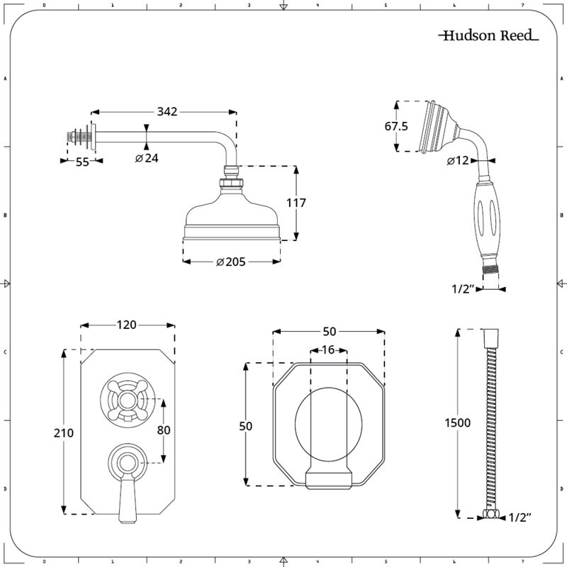 Kit de douche thermostatique avec inverseur, pommeau, kit douchette sur  rampe rétro – Double fonctions – Noir - Elizabeth