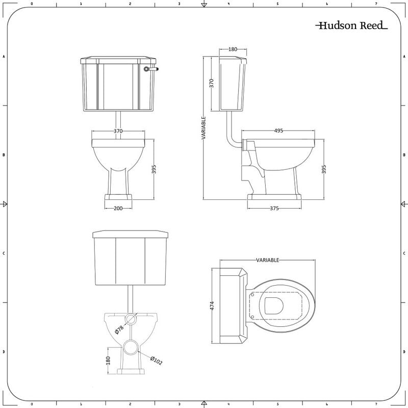 Hudson Reed Carlton - WC Rétro avec Chasse d'Eau Suspendue Haute et Cuvette  Effet Bois Chêne