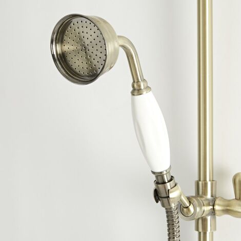 Hudson Reed Elizabeth - Colonne de douche rétro avec mitigeur  thermostatique exposé rétro à double sorties - Pommeau