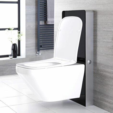 Ensemble WC à poser avec meuble et lavabo suspendu – Noir - Nox