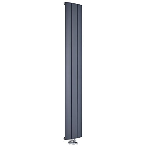 Hudson Reed – Radiateur vertical en aluminium anthracite 180 x 28 cm – Puissance 805W – Raccordement central – Garantie 10 ans