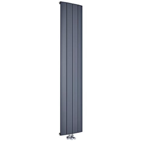 Hudson Reed – Radiateur vertical en aluminium anthracite 180 x 37,5 cm – Puissance 1384W – Raccordement central – Garantie 10 ans