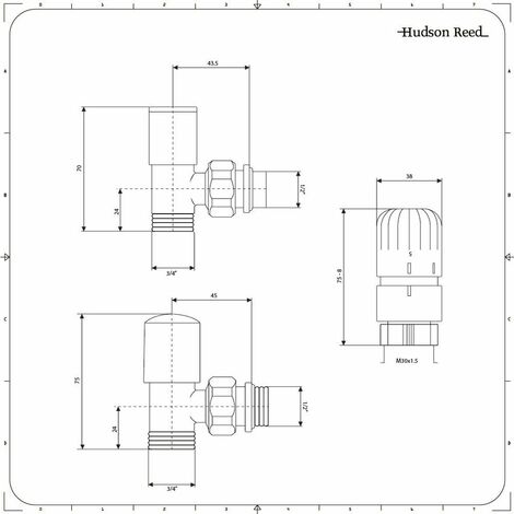 Robinet thermostatique radiateur d'angle - Adaptateur cuivre 12 mm