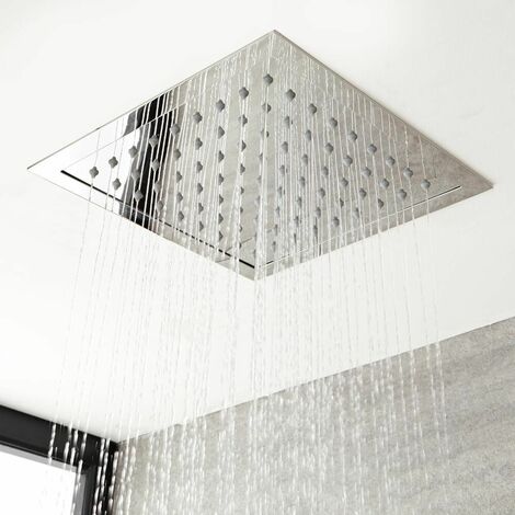 Pommeau de douche 50x50 cm à encastrer au plafond avec jet pluie