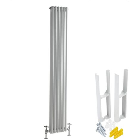 Hudson Reed Windsor - Radiateur Rétro Vertical Double Rang - Blanc - 180cm x 29cm