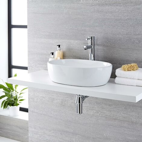 Vasque en céramique blanc avec bonde de vidage pour salle de bain  605x380x125 mm - Conforama