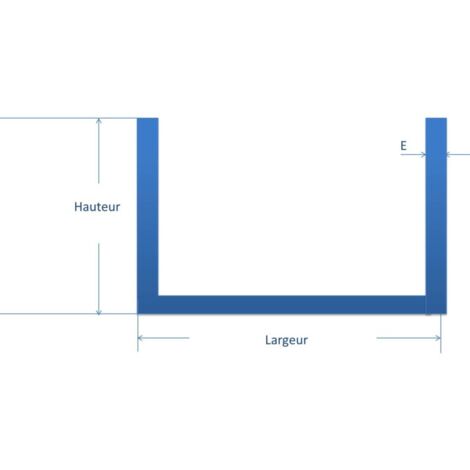 Fer u acier 70x40 Epaisseur en mm - 6 mm, Longueur en metre - 1 metre, Sections en mm - 70 x 40 mm