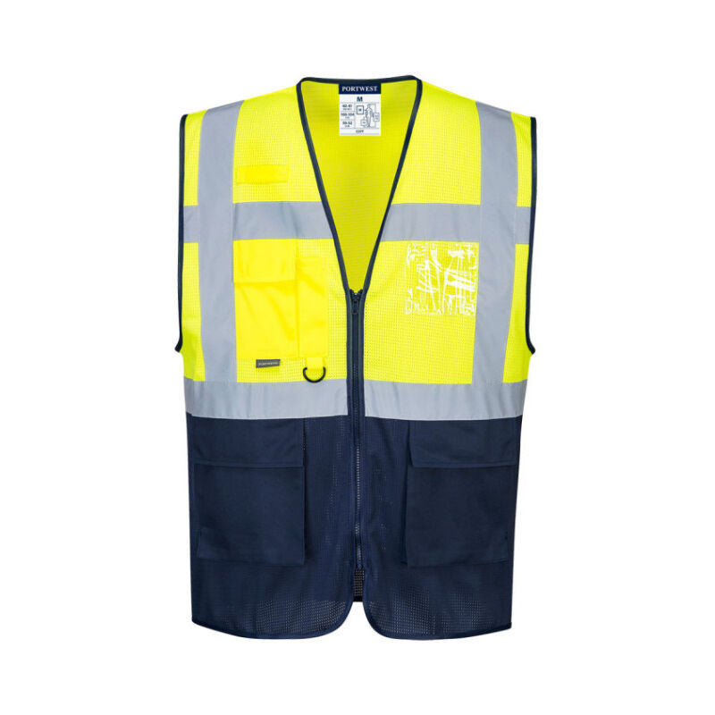  Ropa de seguridad Chaqueta reflectante de seguridad de alta  visibilidad, ropa de trabajo con capucha, ropa de trabajo de seguridad  protectora (color amarillo y azul marino, talla: XL) : Herramientas y