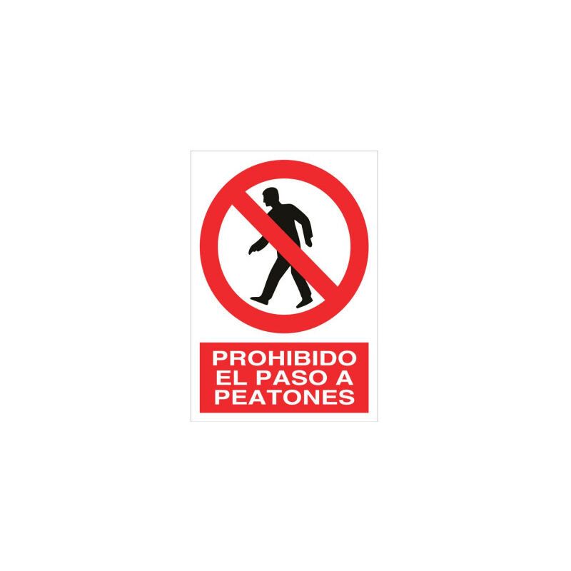 Señal de pictograma y texto Prohibido el paso a peatones Poliestireno ...