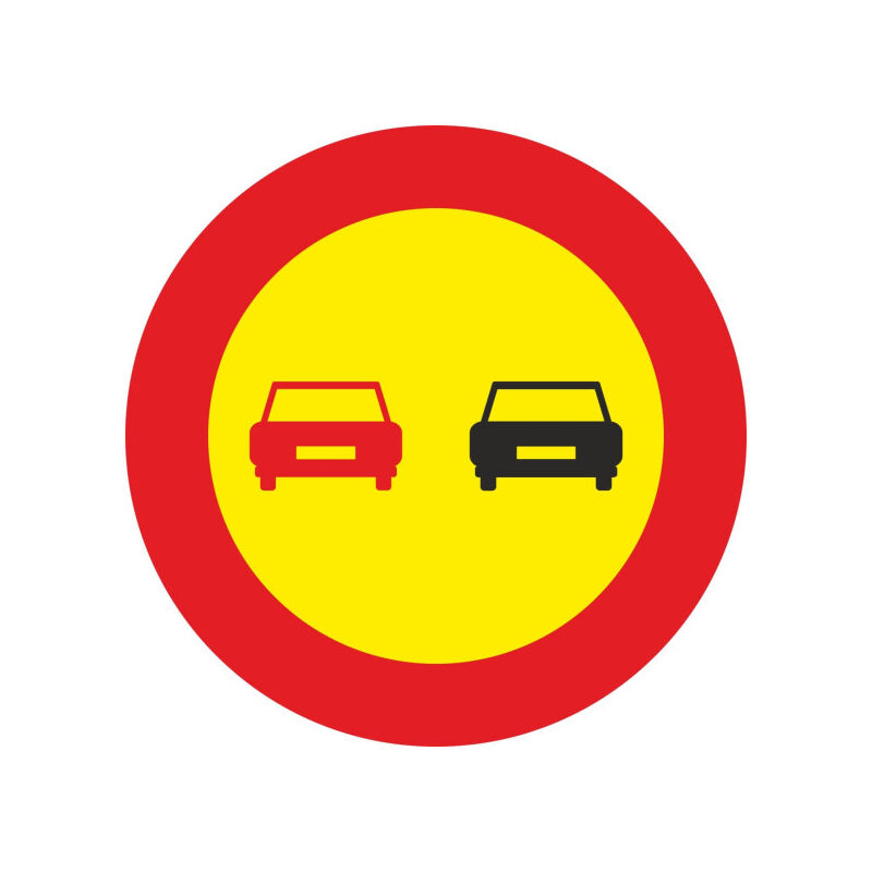 Señal Vial Metálica Adelantamiento Prohibido Diámetro 500 mm